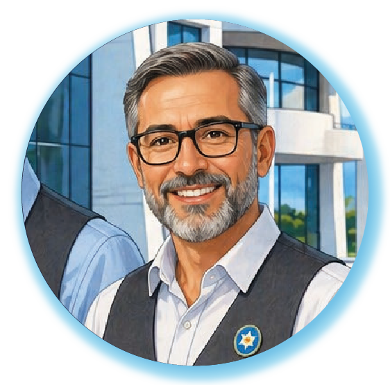 Retrato del agente ARMANDO. Asistente de Contrataciones. Transforma datos económicos en documentos sólidos y procesos fluidos. Aporta agilidad a una unidad técnica compleja para que la obra pública avance sin demoras administrativas.